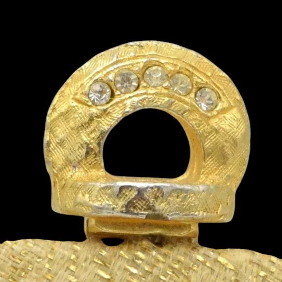 MCM Vintage Gold Jacquard Evening Bag Clutch Purse Mid-Century Rhinestones - Picture 6 of 13